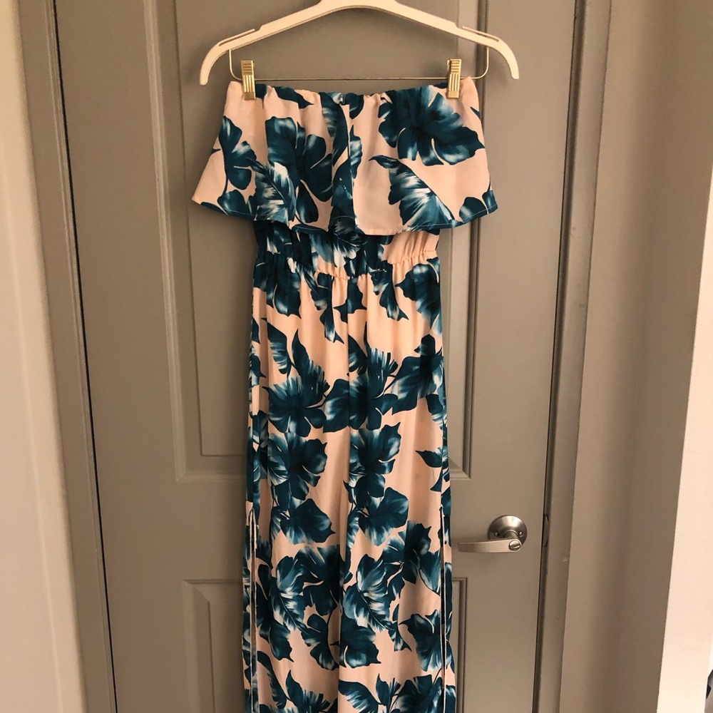 Tropical off the shoulder jumpsuit